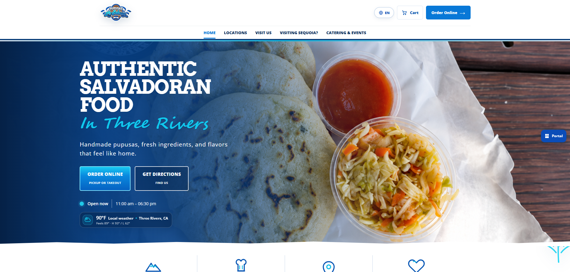 Pupusas La Sabrosa website screenshot